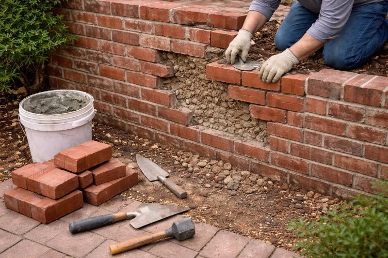 Brick Retaining Wall Repair in Sacramento, CA