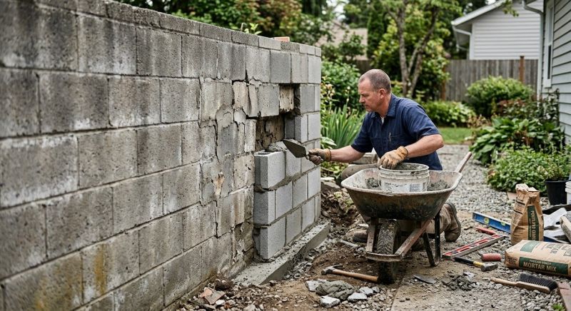 Cinder Block Wall Repair in Elk Grove, CA