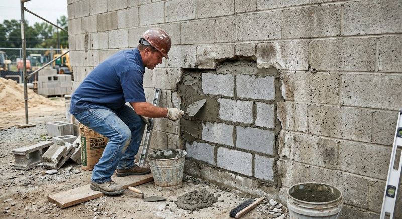 Cinder Block Wall Repair in Orangevale, CA