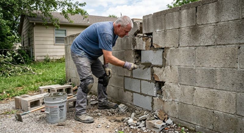 Cinder Block Wall Repair in West Sacramento, CA